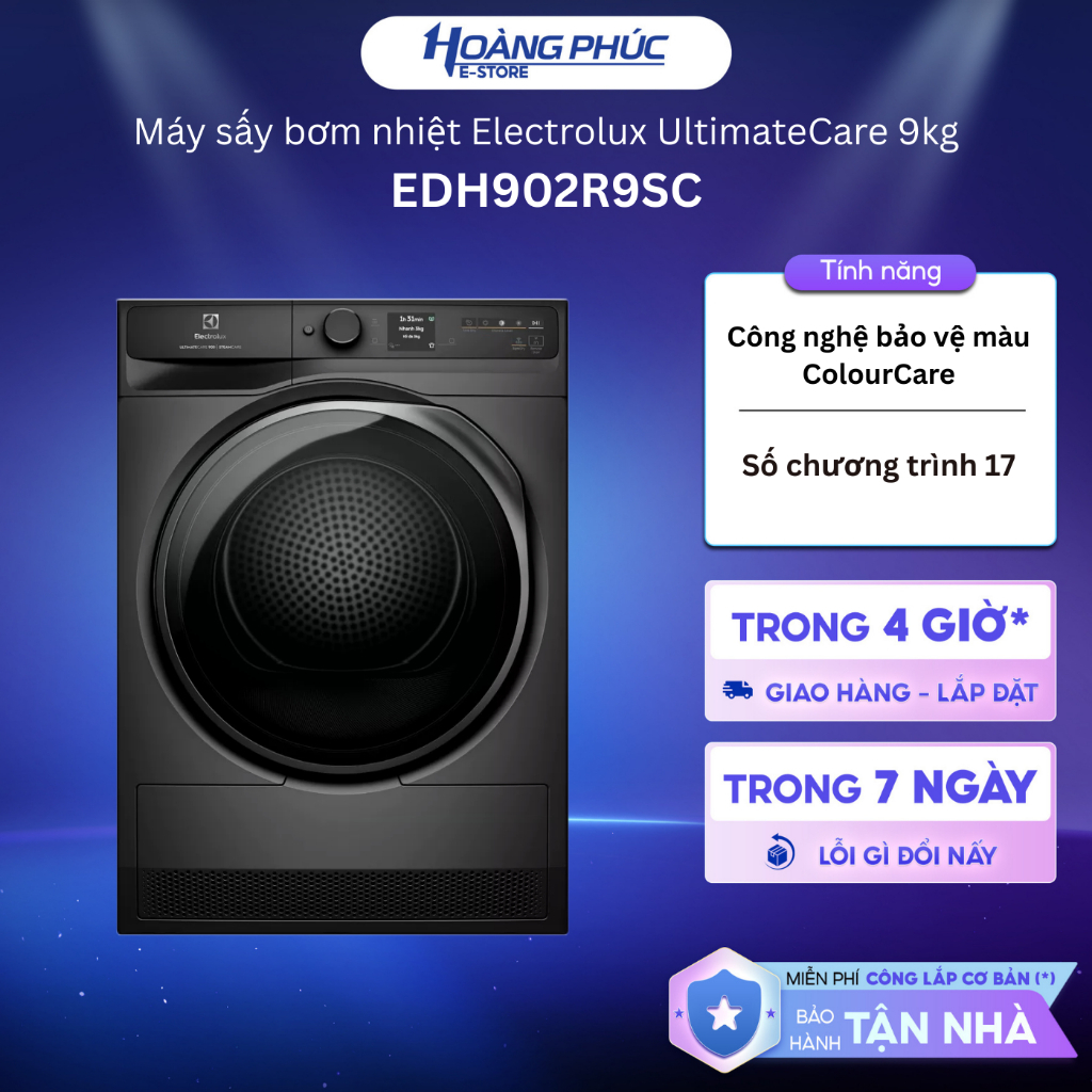 EDH902R9SC | Máy Sấy Bơm Nhiệt Electrolux Inverter 9 Kg EDH902R9SC UltimateCare 900 {Toàn Quốc}