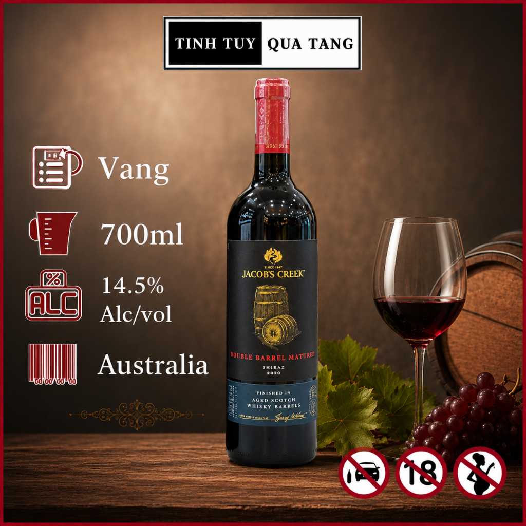 Rượu Vang Úc Jacob's Creek Double Barrel Shiraz, dung tích 750 ml, nồng độ 14.5% (Không hộp)