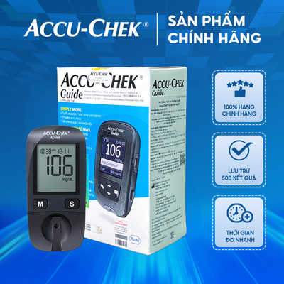Máy đo đường huyết ACCU – CHEK Guide – Màn hình hiển thị sắc nét - Hỗ trợ đo ban đêm – Nút đẩy que