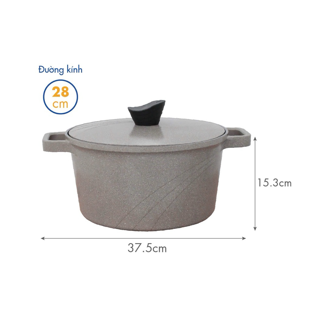 NỒI NẤU MEN CERAMIC ĐÁY TỪ KOREA KING KP-28LI – SIZE 28CM