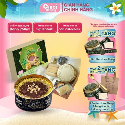 Set nguyên liệu làm tiramisu DUBAI HỘP THIẾC cao cấp ONICI thành phẩm 750ml/bánh