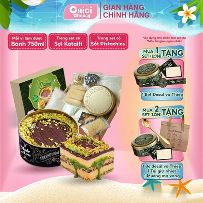 Set làm tiramisu DUBAI HỘP THIẾC cao cấp nguyên liệu làm bánh ONICI thành phẩm 750ml bánh