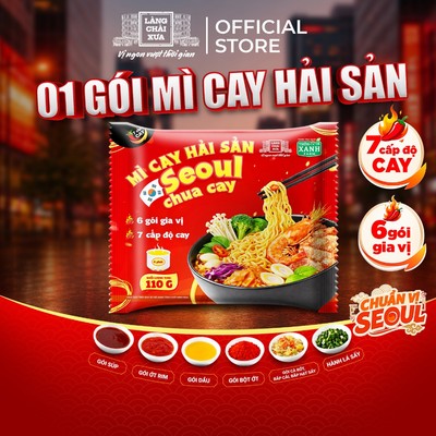 Mì Cay Seoul Hải Sản Chua Cay 6 Gói Gia Vị Làng Chài Xưa 7 Cấp Độ Cay 110g