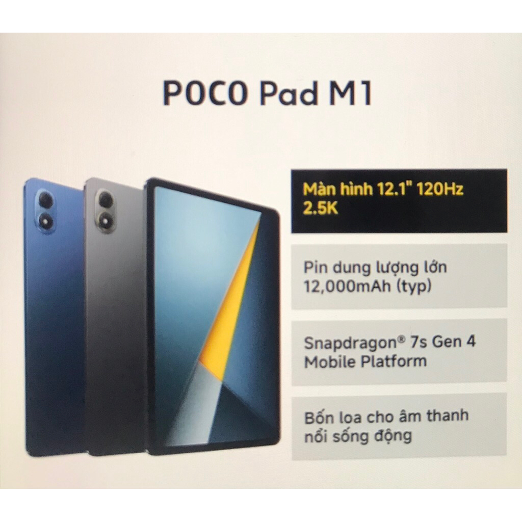 ipad Poco Pad M1 8GB+256GB màn hình 12.1,pin trâu