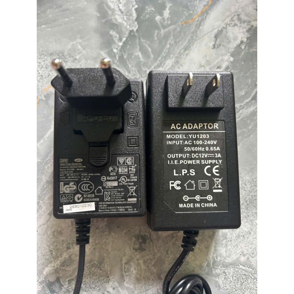 Nguồn Adapter 12V 3A Zin APD, KTEC, HONOTO - Dùng cho aruba 325
