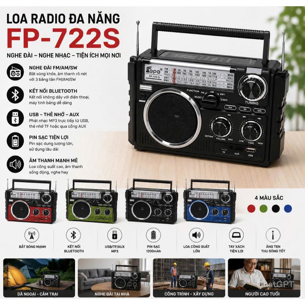 ĐÀI RADIO FM/AM/SW ĐA NĂNG FP-722S – NGHE ĐÀI MỌI LÚC, MỌI NƠI