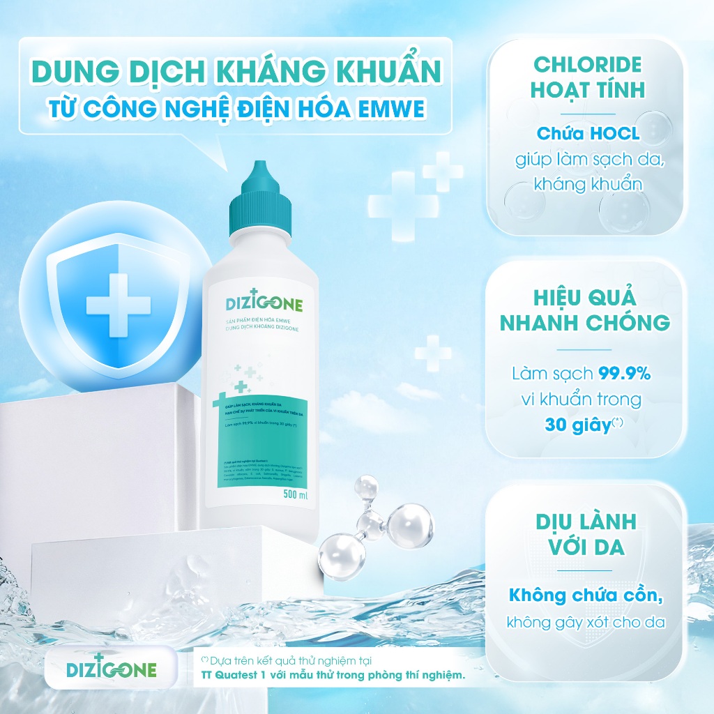 Dung dịch kháng khuẩn DIZIGONE chăm sóc tổn thương lành nhanh, không đau xót, tái tạo da, ngăn ngừa 
