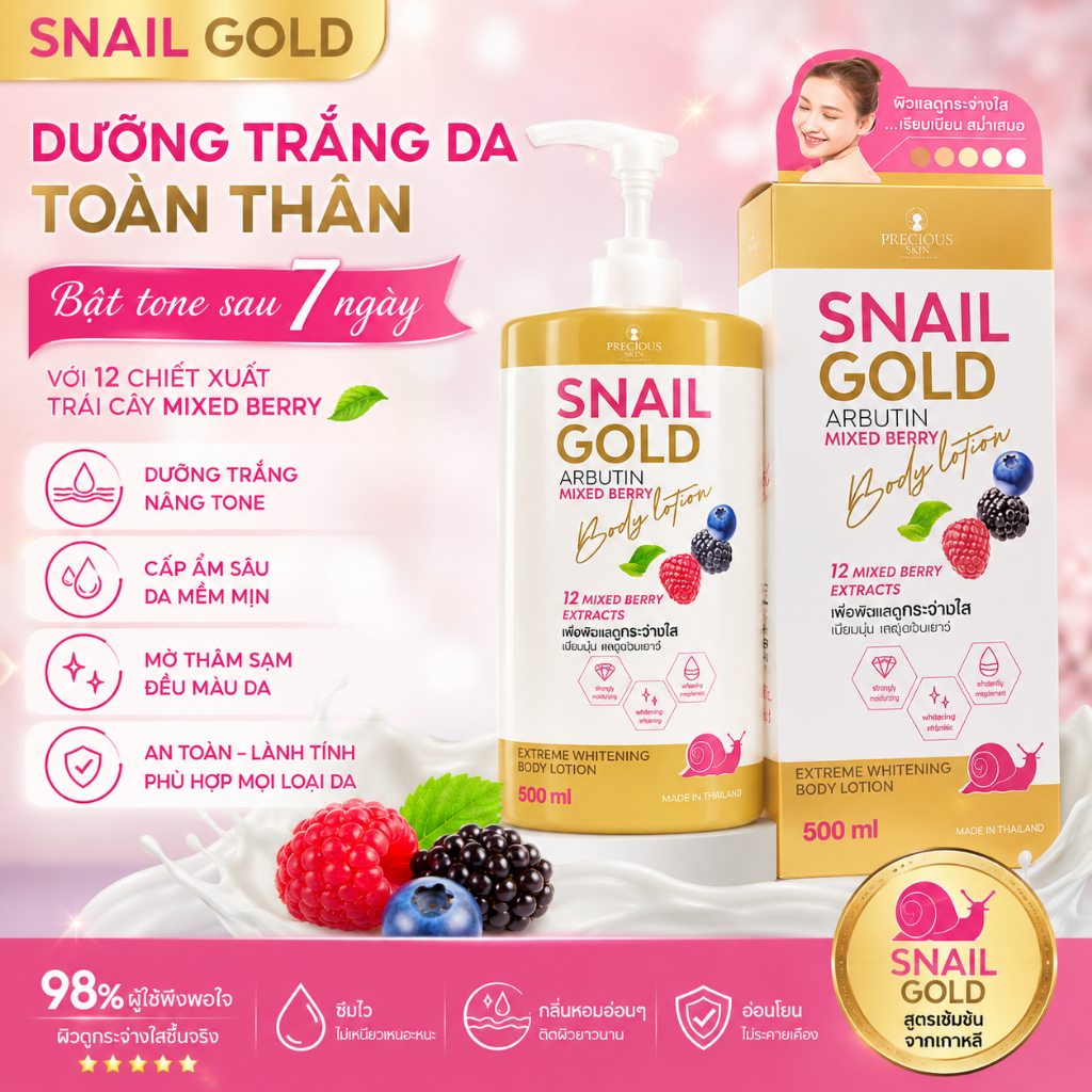 SỮA DƯỠNG THỂ SNAIL GOLD ARBUTIN MIXED BERRY 500ml