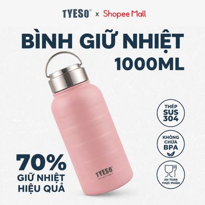 Bình giữ nhiệt 1000ml chuẩn inox 304 giữ lạnh 24h giữ nóng 12h an toàn sức khoẻ hiệu tyeso 8816