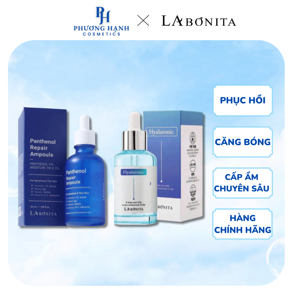 Serum Phục hồi LABONITA B5 Panthenol Repair Ampoule Và HA Vital Hyaluronic Acid Phục Hồi Dưỡng Ẩm Da