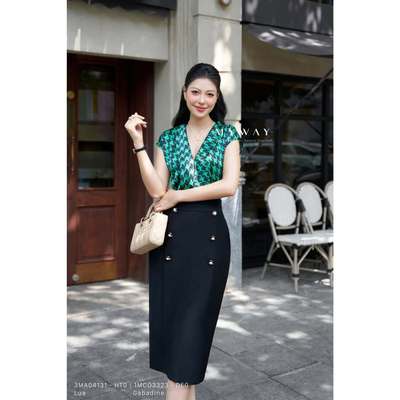 Áo Sơ Mi Công Sở Nữ  MY WAY Lụa Họa Tiết Sang Trọng Quý Phái 3MA04131