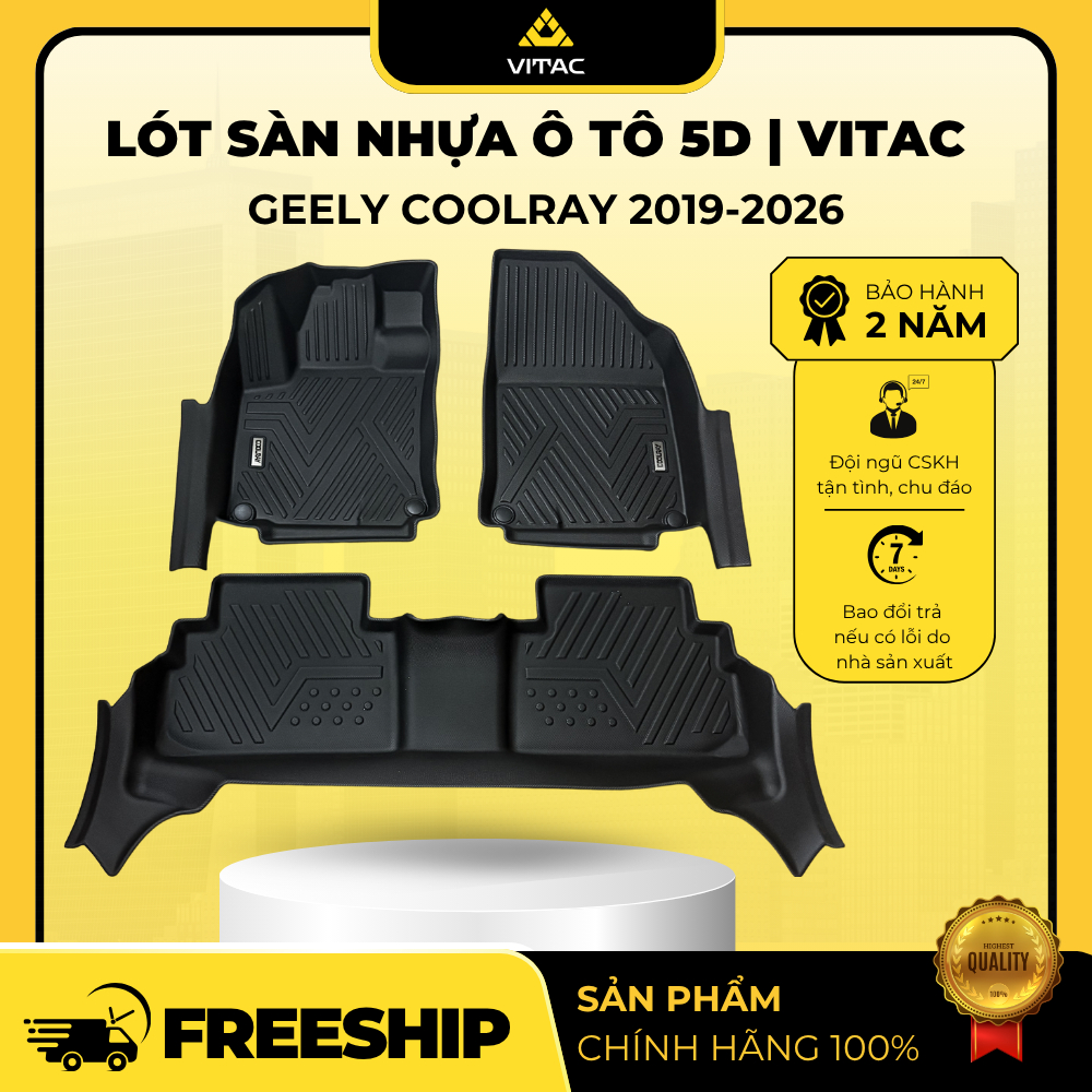 Lót sàn nhựa ô tô 5D tràn viền đúc khuôn GEELY COOLRAY 2019-2026 | Nhựa TPV cao cấp (3 tấm/bộ)