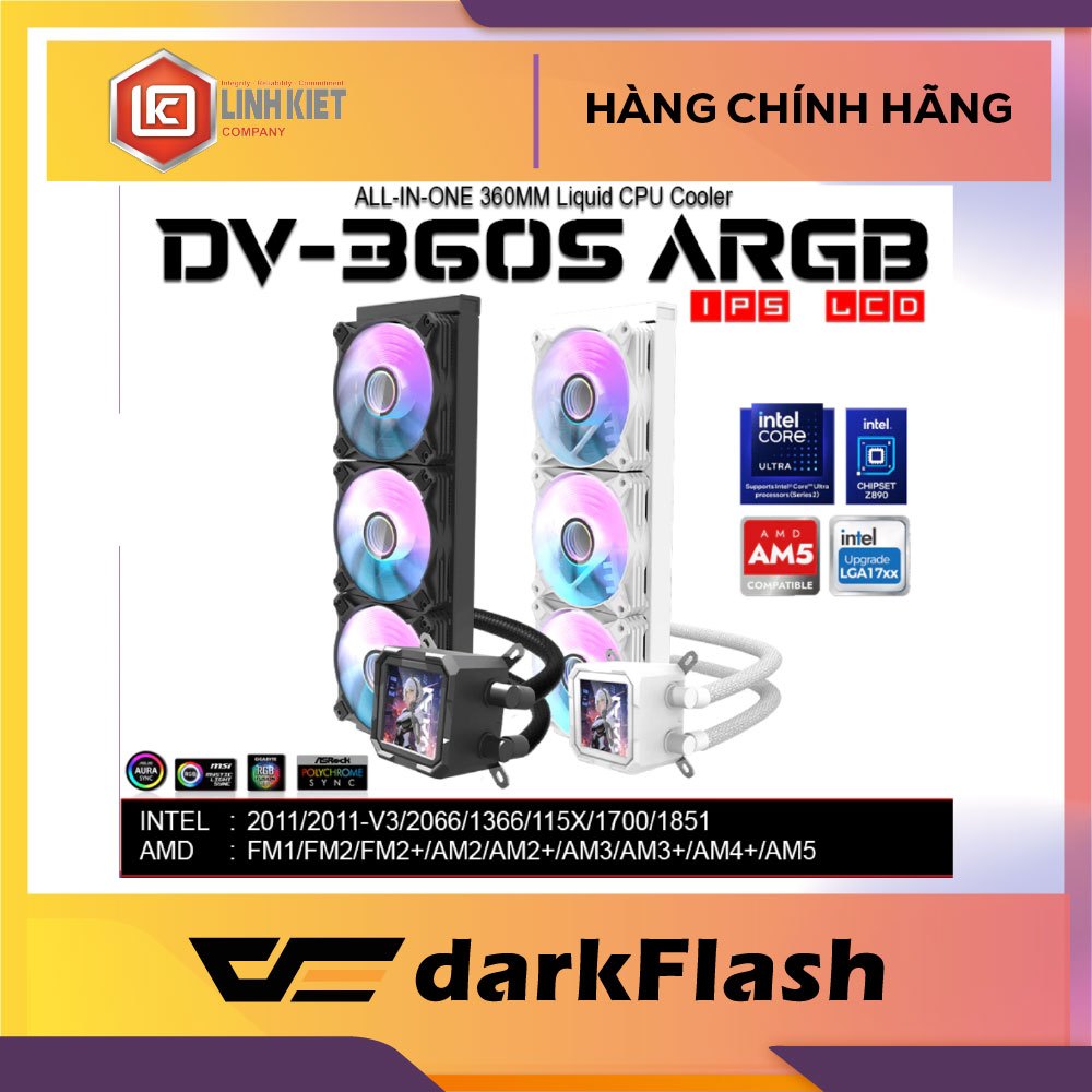TẢN NHIỆT AIO 360MM DARKFLASH DV360S CÓ LCD IPS 320 x 320px