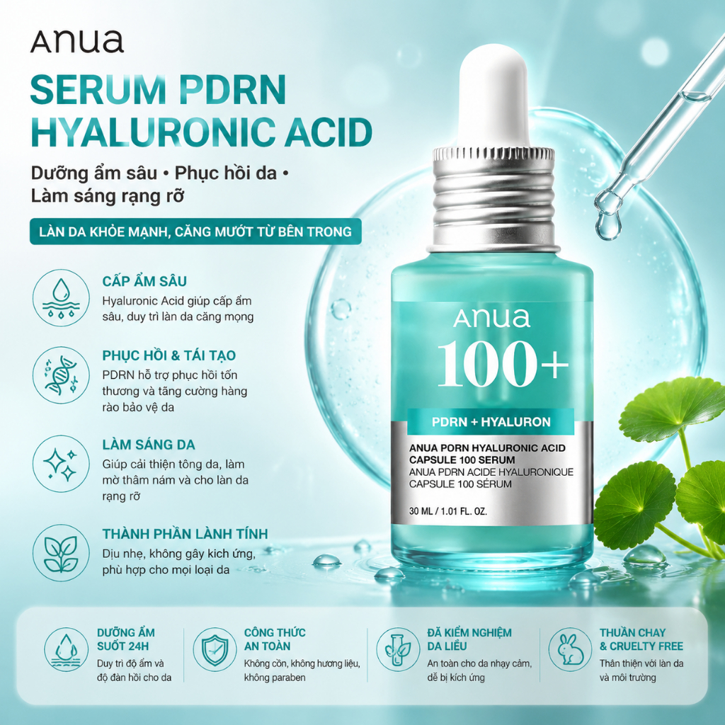 Tinh Chất PDRN Phục Hồi Da Căng Bóng – ANUA PDRN Hyaluronic Acid Capsule 100 Serum 30ml