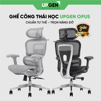 Ghế Công Thái Học UPGEN OPUS Tựa Lưng Đôi LiftFit Lưới Opus Mesh 4D Chân Nhôm AluForce Bảo Hành 36T