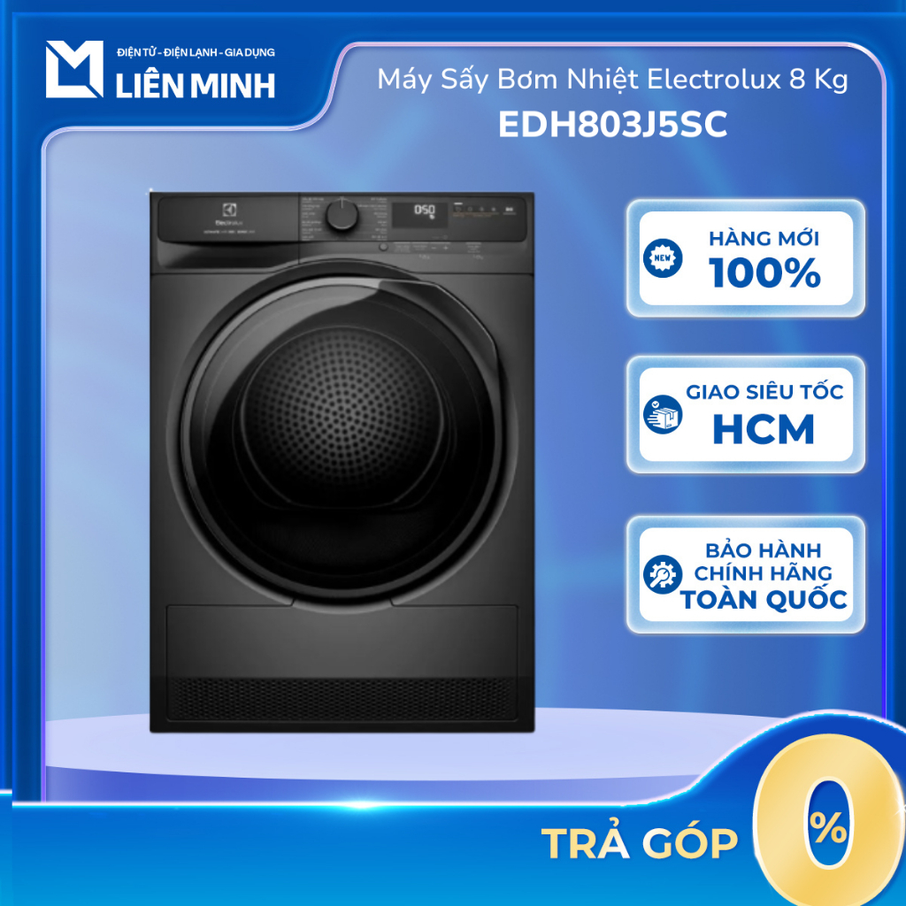 Máy Sấy Bơm Nhiệt ELECTROLUX 8 Kg UltimateCare 500 EDH803J5SC (Xám Đen) / EDH803J5WC (Trắng) [Giao T