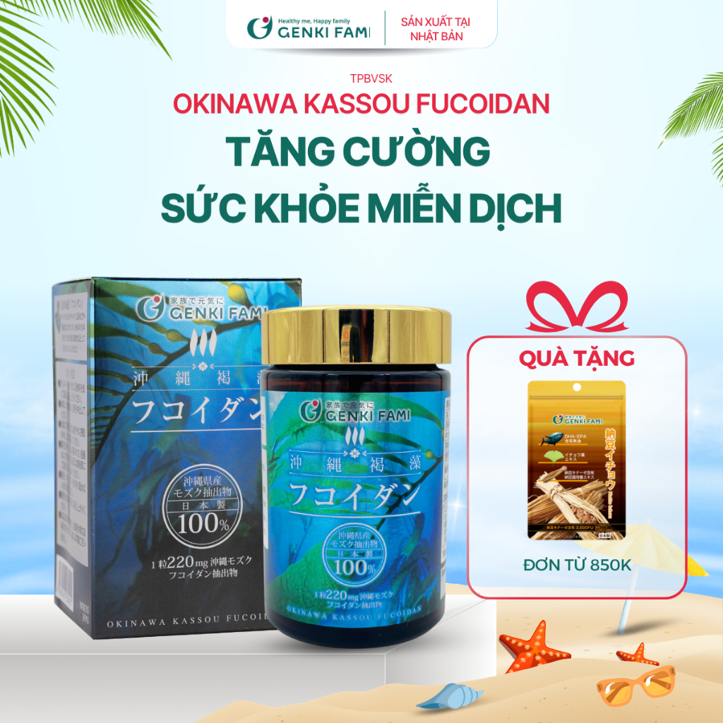 TPBVSK Fucoidan Okinawa Genki Fami Nhật Bản, Hỗ Trợ Phòng Ngừa Ung Bướu, Tăng Cường Đề Kháng, Miễn D
