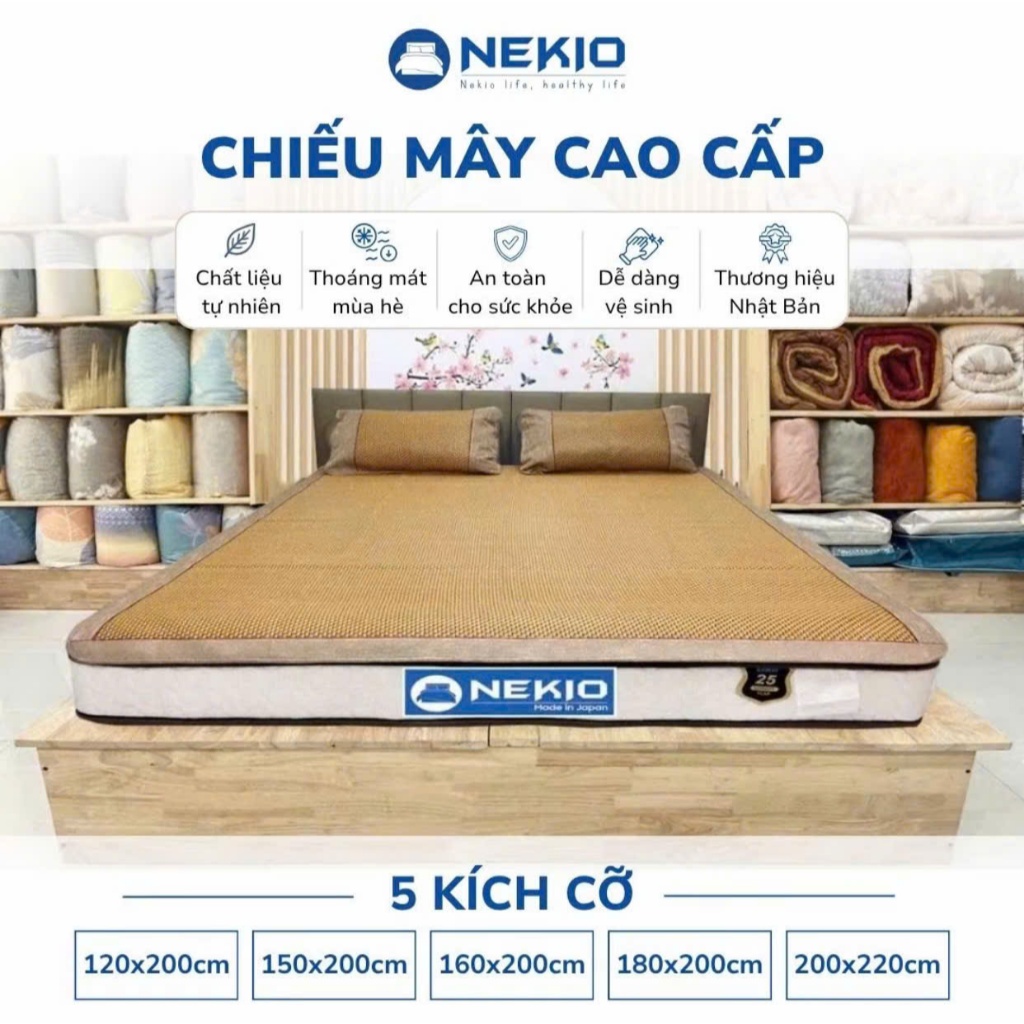 Chiếu Mây Cao Cấp Nekio Nhật Bản - Chiếu mát điều hòa, thoáng khí, kháng khuẩn, hạn chế mồ hôi lưng