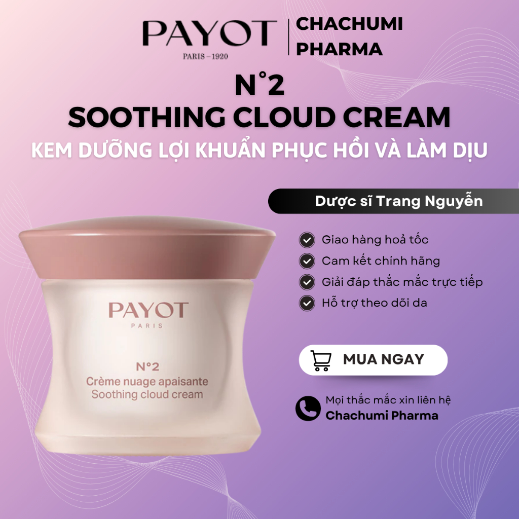 Kem dưỡng PAYOT N°2 Soothing Cloud Cream lợi khuẩn phục hồi cấp ẩm 50ml