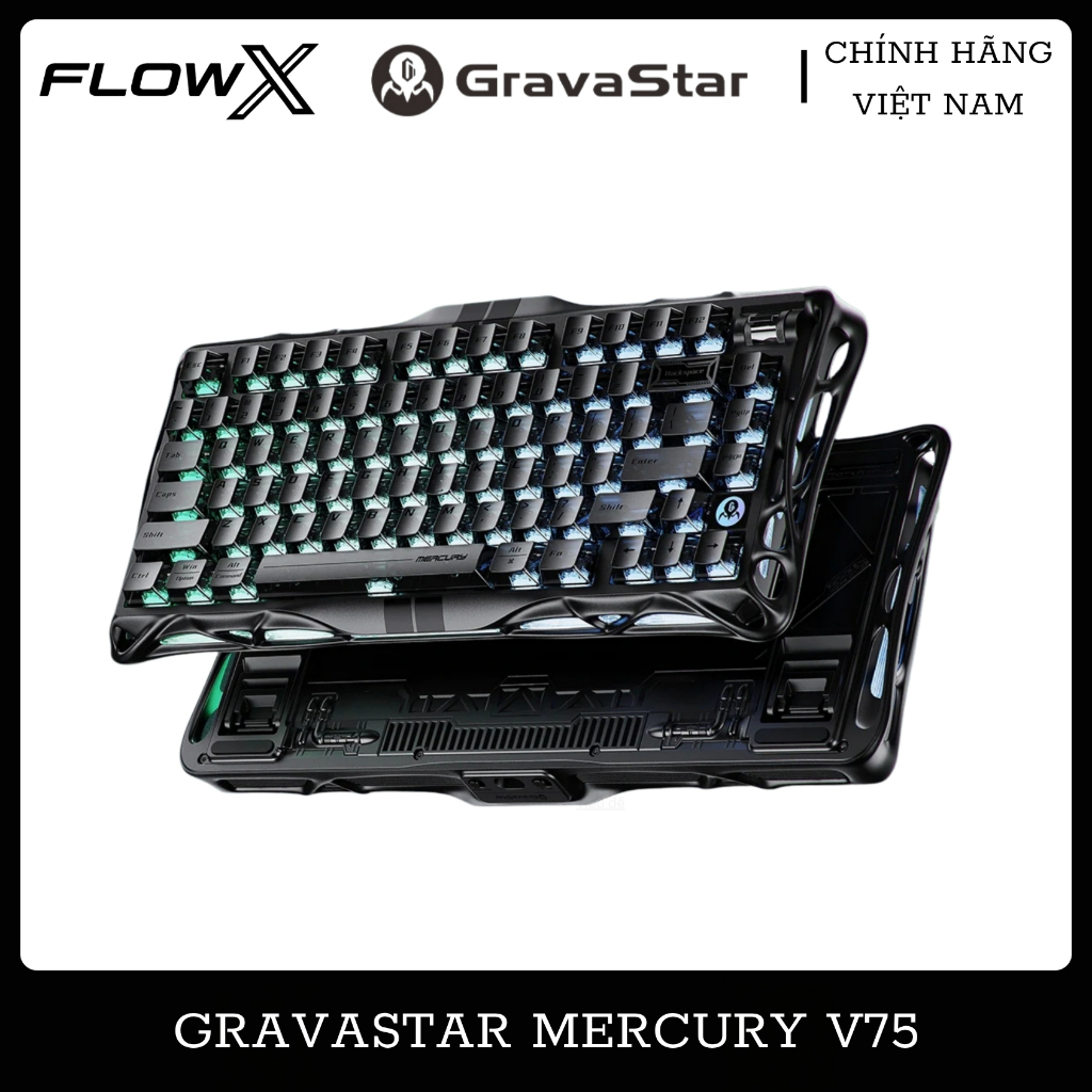 Bàn Phím Cơ Gaming GravaStar Mercury V75 HE Hall Effect 8000Hz RGB Magnetic Switch