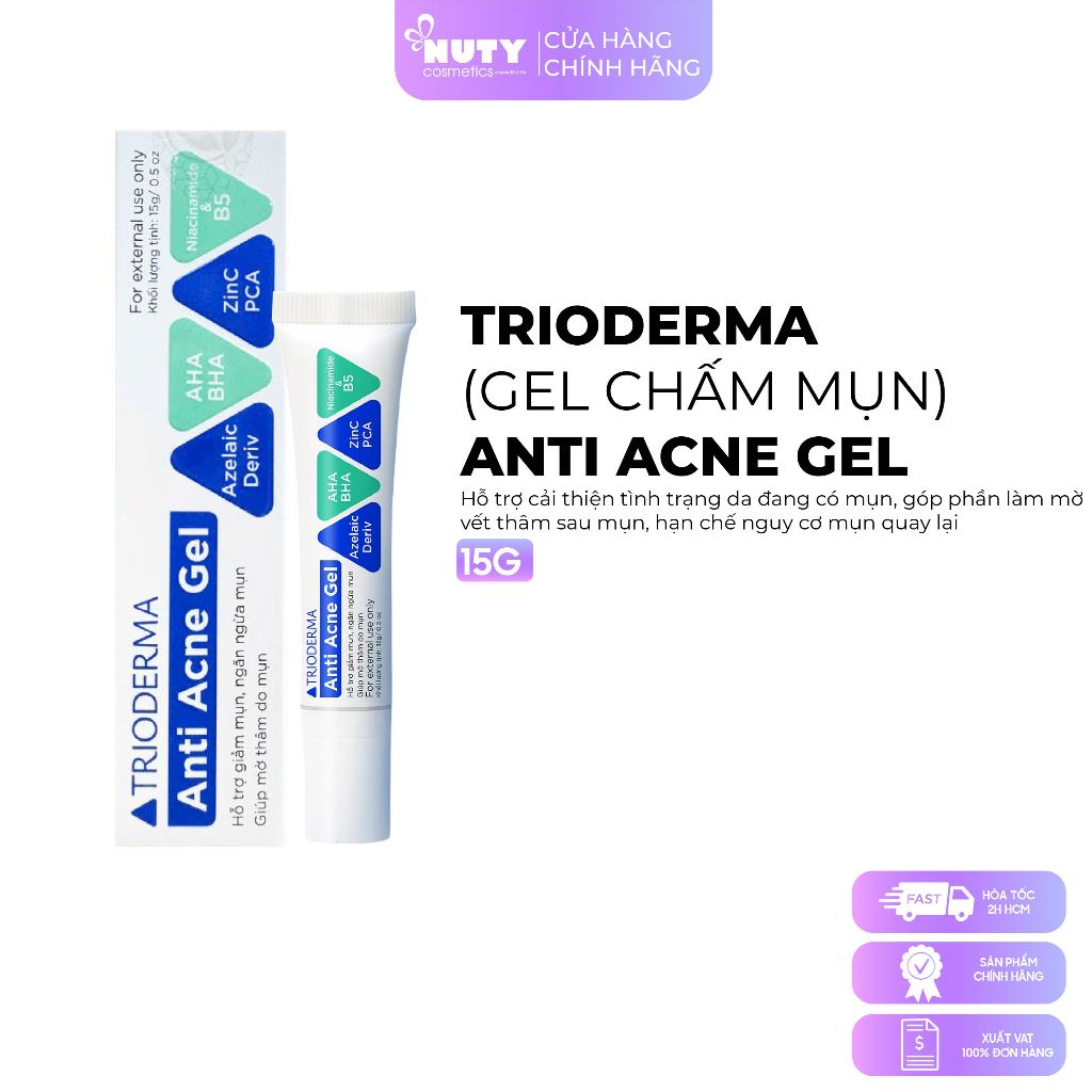 Gel Chấm Mụn Trioderma Anti Acne Giảm Mụn Thâm (15g)