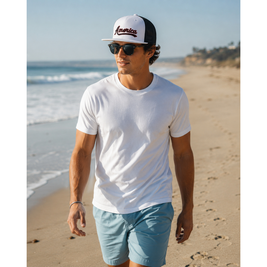 Nón Snapback NHS America Phong Cách Mỹ Bên Bãi Biển America_001.
