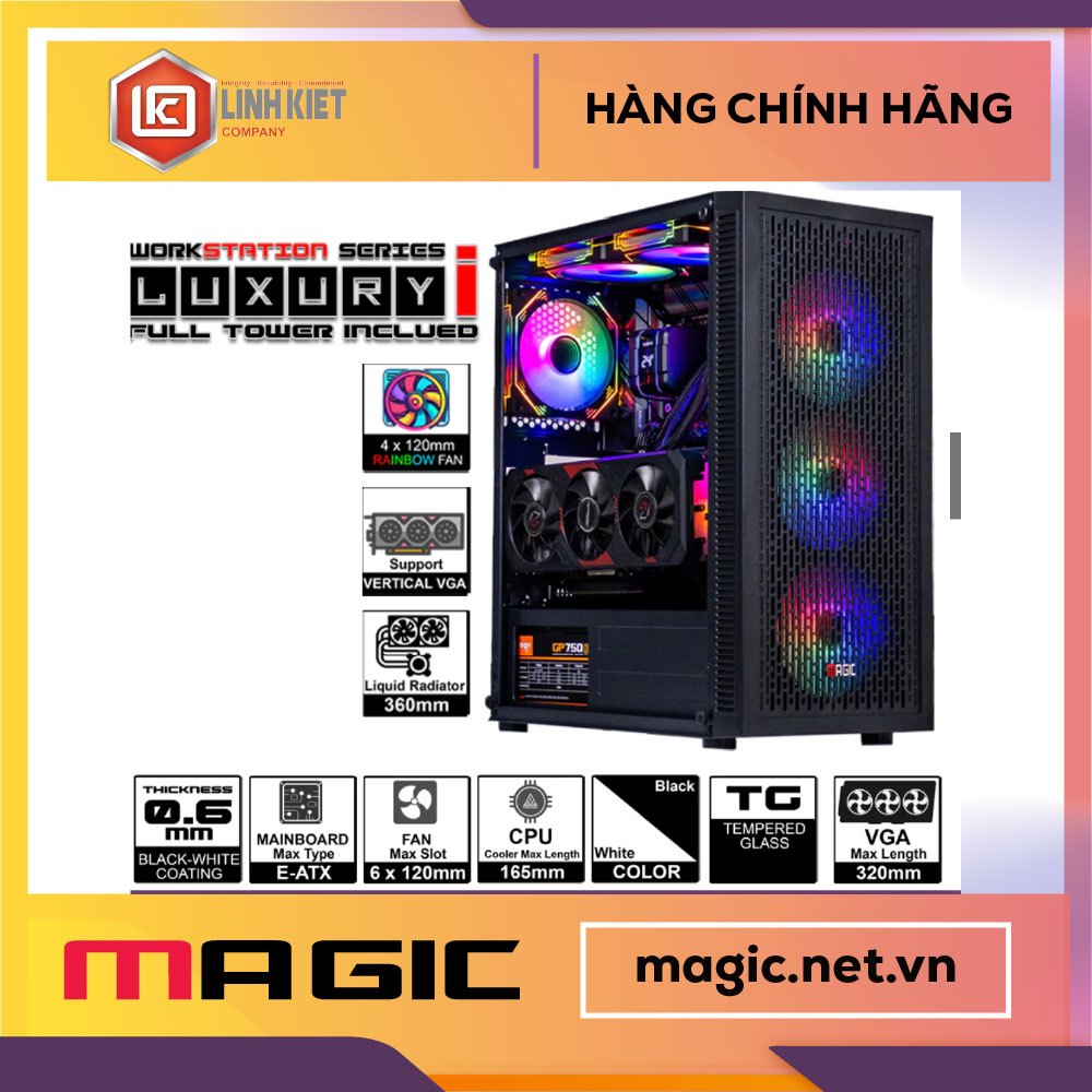 CASE MAGIC LUXURY i FULL TOWER SẴN 4FAN (E-ATX)