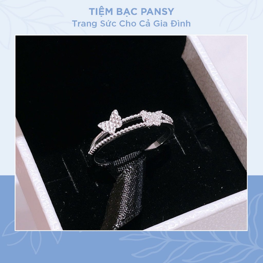 Nhẫn bạc nữ PANSY song điệp phay cánh độc đáo - Nhẫn bướm, nhẫn hồ điệp bằng bạc ta
