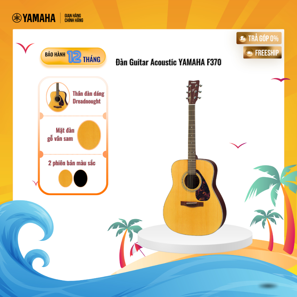 Đàn Guitar Acoustic YAMAHA F370 - Mặt đàn gỗ vân sam, bảo hành chính hãng 12 tháng