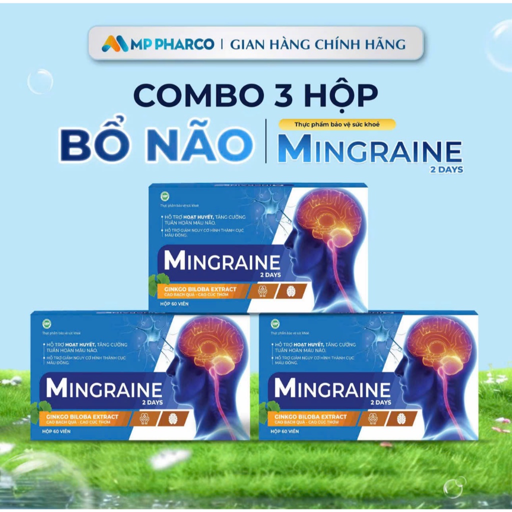 Combo 3-TPBVSK GINKGO Q10 GOLD Hỗ Trợ Hoạt Huyết Tăng cường tuần hoàn não -Hộp 60 viên