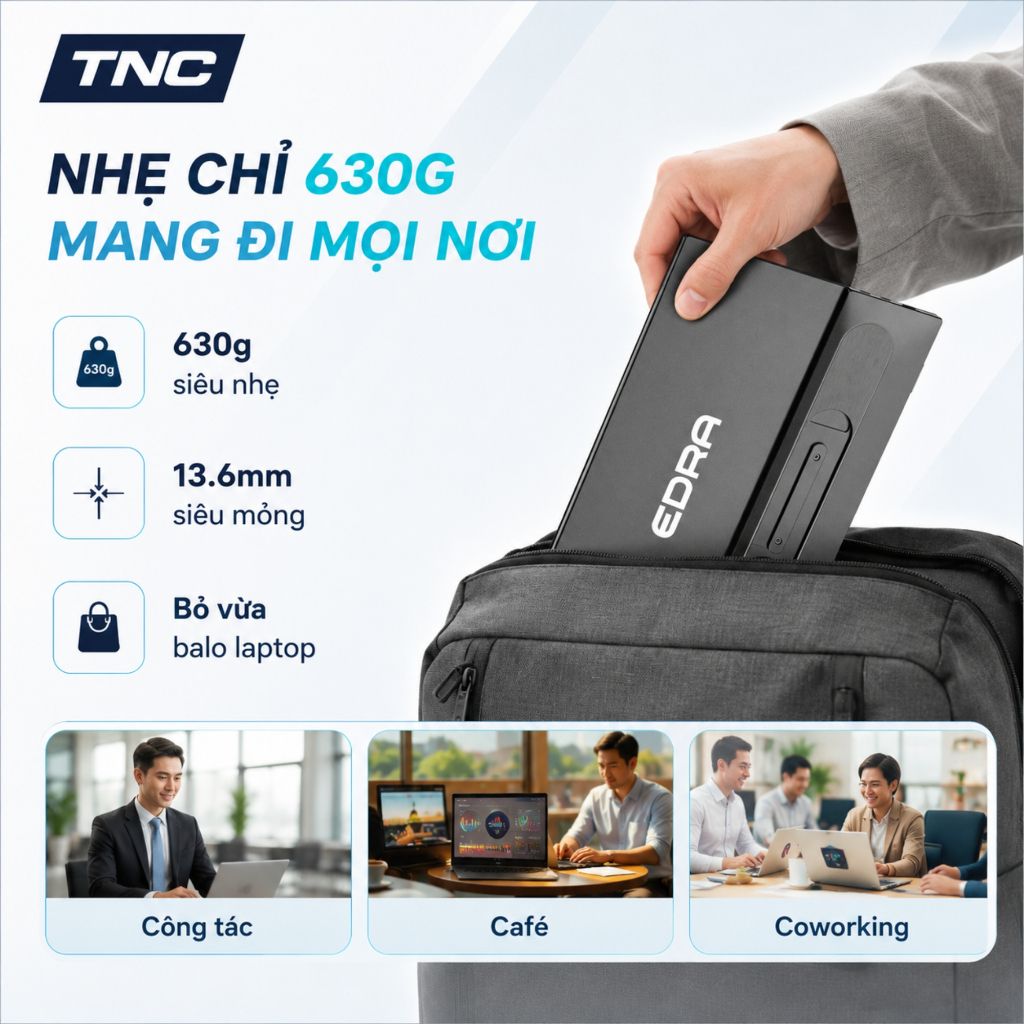 Màn Hình Di Động EDRA EPM16F60S 15.6 Inch/ FHD/ IPS/ 60Hz/ 5ms/ HDR10/ Type-C HDMI 2.1 - BH 2 Năm | BigBuy360 - bigbuy360.vn