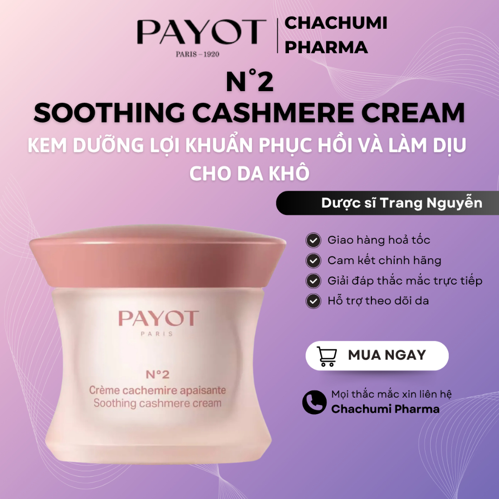 Kem dưỡng PAYOT N°2 Soothing Cashmere Cream lợi khuẩn làm dịu da khô 50ml