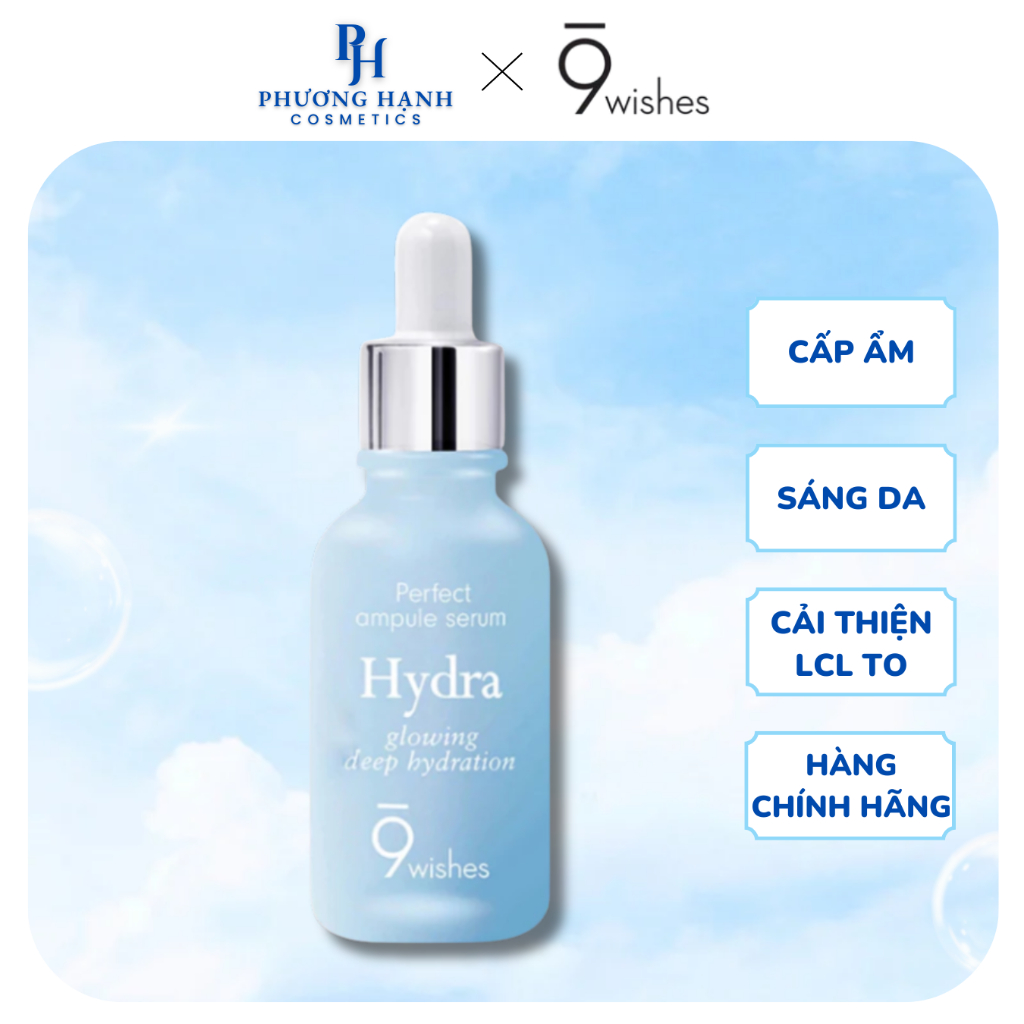 Serum HA 9Wishes Hydra Skin Ampule II Cấp Ẩm Căng Bóng Và Hỗ Trợ Làm Sáng Da 30ML