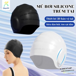 Nón bơi mũ bơi bảo vệ tai silicone cao cấp chống Mũ Bơi Silicone Dùng Được Cho Người Bịt Tai Chùm Búi Tóc