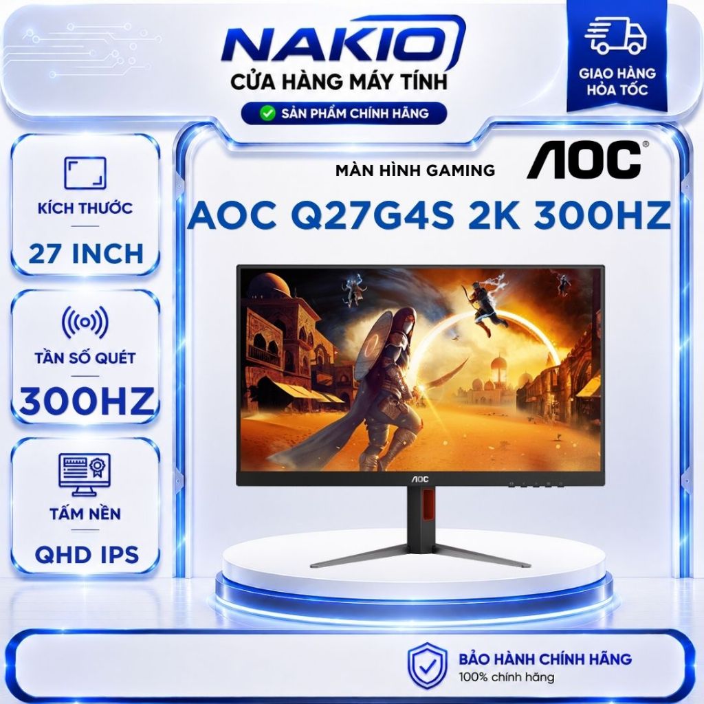 Màn Hình 2K Gaming AOC Q27G4S/79 (27inch/ 2K/ IPS/ 300Hz/ 0,3ms) - Bảo hành chính hãng 36 tháng