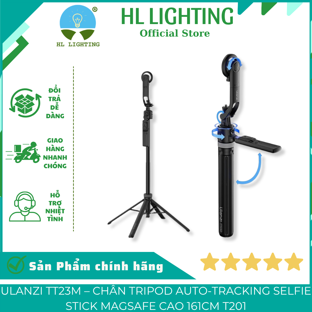 Chân Tripod Ulanzi TT23M T201 Auto-Tracking Đế Hít Từ Tính Cao 161cm HL Lighting