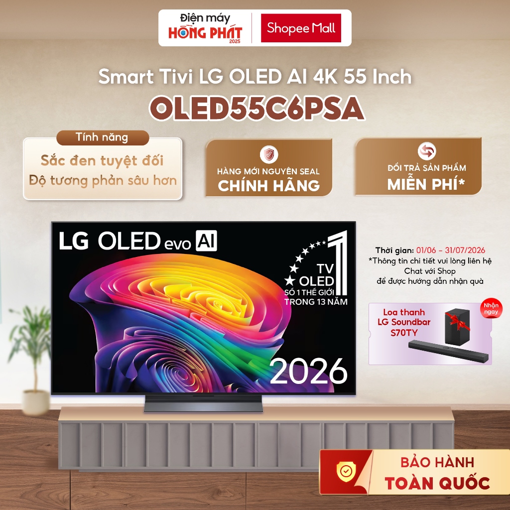 Smart Tivi LG 55 Inch OLED evo AI 4K 55C5PSA | 55C6PSA [Giao-Lắp HCM]