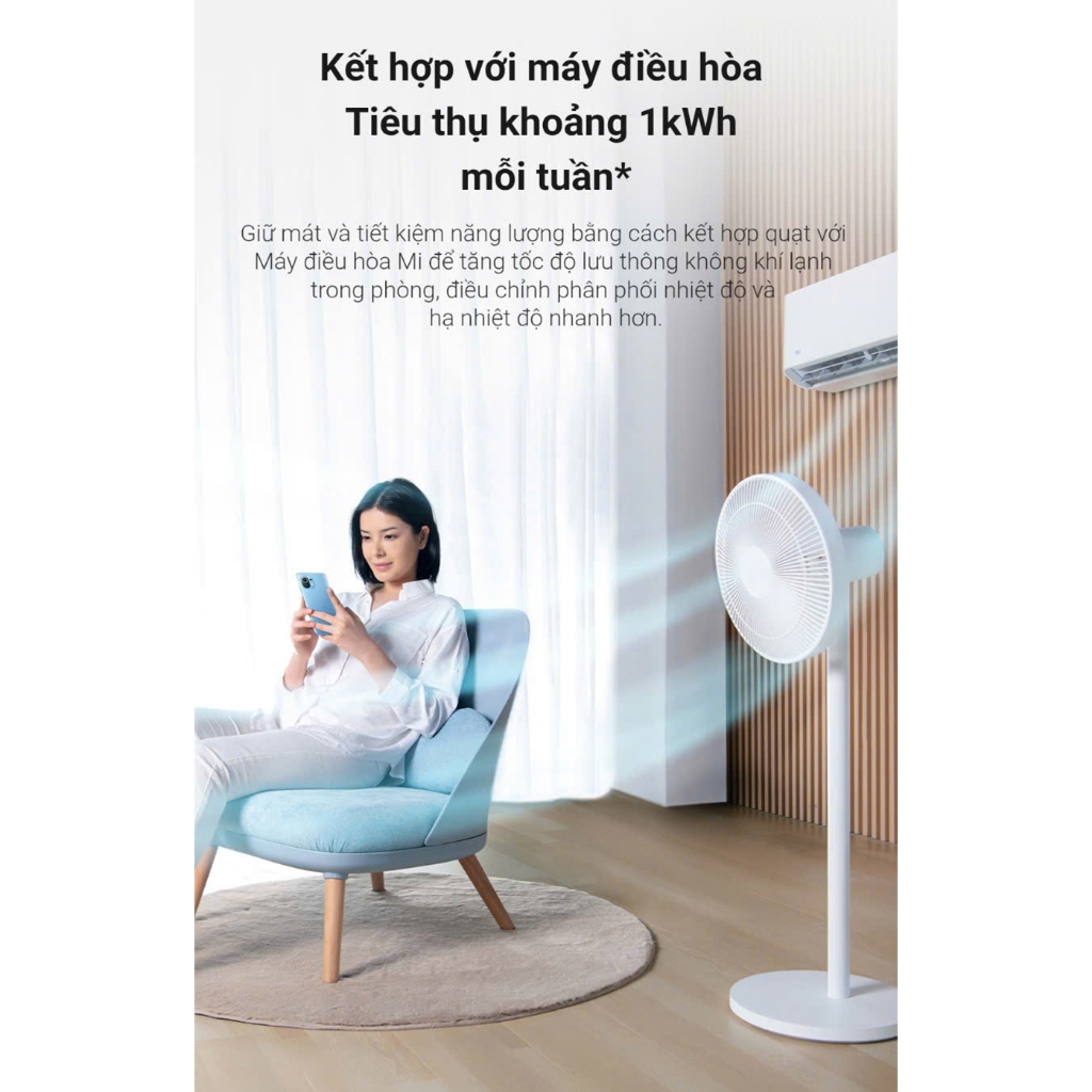 Quạt đứng thông minh Xiaomi Mi Fan 2 Lite - 7 cánh quạt, hoạt động yên tĩnh, kết nối app Mi Home | BigBuy360 - bigbuy360.vn
