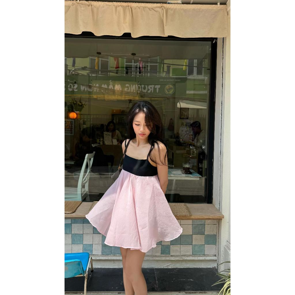 Đầm 2 dây dáng babydoll, đầm babydoll bồng xoè thanh lịch _V00070