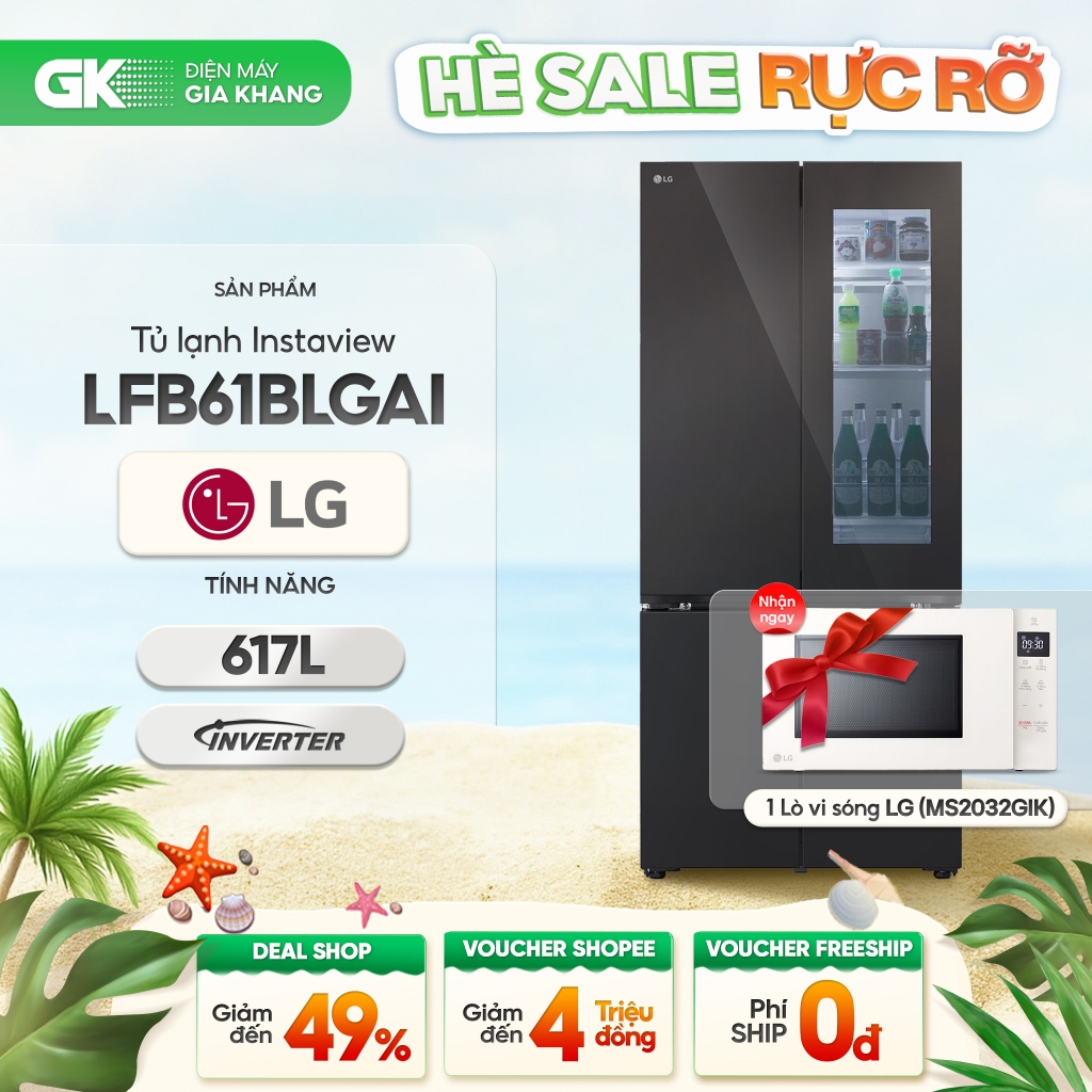 LFB61BLGAI Tủ Lạnh LG Inverter 617 Lít Multi Door InstaView [Freeship HCM]