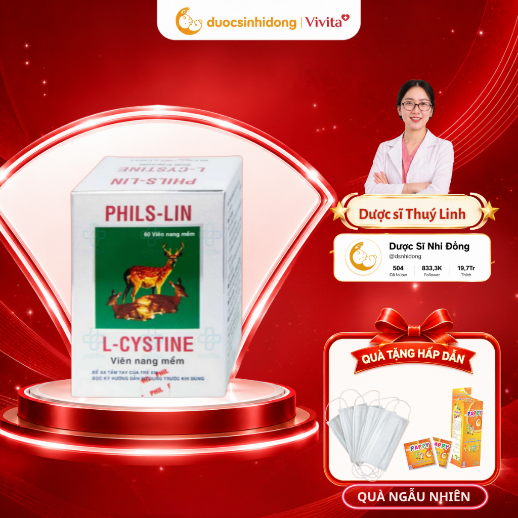 [CHÍNH HÃNG] L-Cystine Phils Lin - Viên Uống Đẹp Da, Dưỡng Da, Chống Lão Hoá, Rụng Tóc (Hộp 60 Viên)