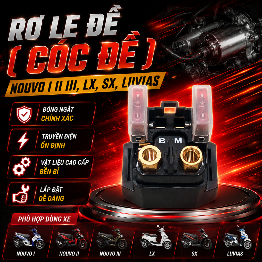 Rơ Le Đề (Cóc Đề) Nouvo I, II, III, LX, SX, Luvias | Relay Đề Xe Máy Khởi Động Ổn Định