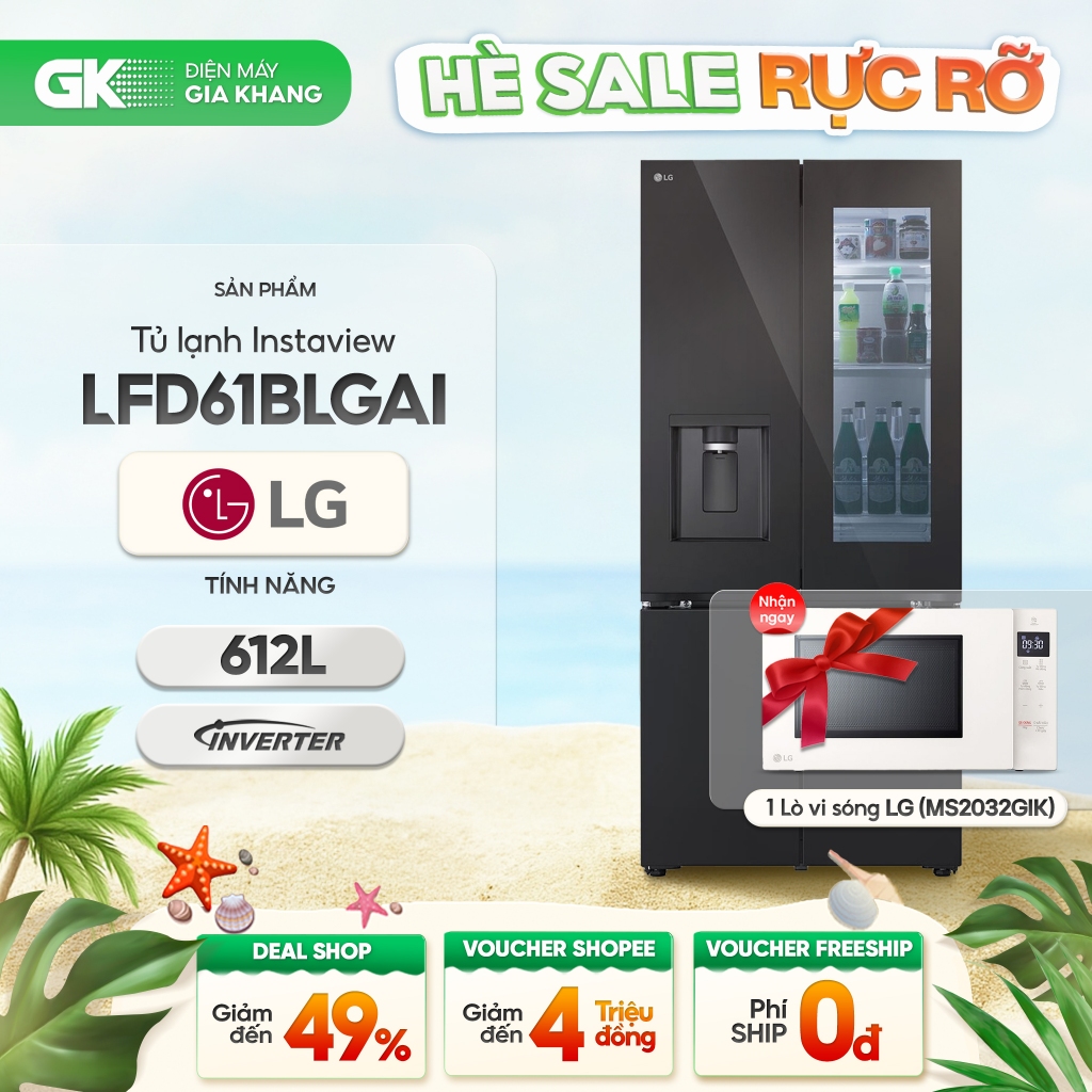 LFD61BLGAI - Tủ lạnh LG Inverter 612 lít Multi Door InstaView LFD61BLGAI [Freeship HCM]{GIẢM 10%}
