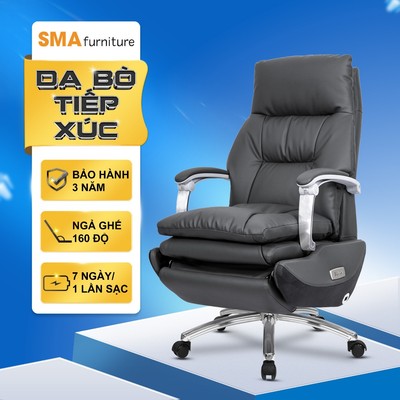 Ghế giám đốc SMA Furniture - Master Pro 02, da bò, thiết kế công thái học, tích hợp pin, sạc usb