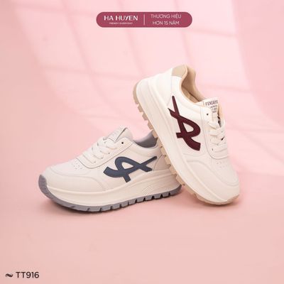 Giày thể thao nữ 4cm HÀ HUYỀN, Sneaker nữ mũi lỗ đế răng cưa 4 phân - TT916
