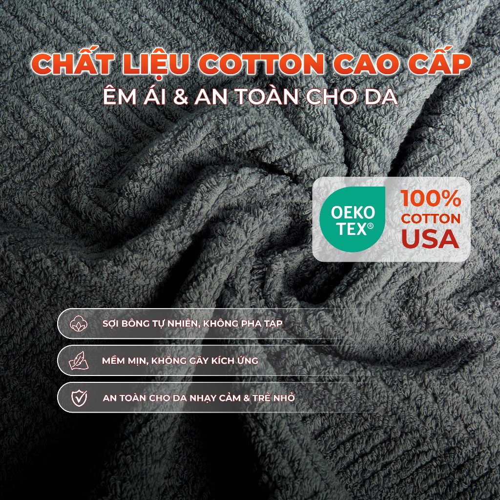 Khăn tắm cao cấp Fuver Herringbone 70x140cm - 500gr 100% Cotton USA Mềm Mại, Thấm Hút, Kháng Khuẩn | BigBuy360 - bigbuy360.vn
