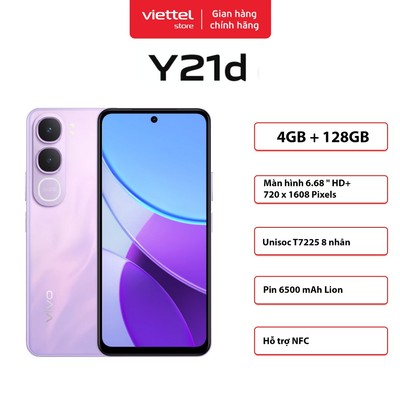 Điện thoại vivo Y21d 4GB + 128GB | Pin 6500mAh | Sạc Nhanh 44W | IP68 & IP69 & IP69+ | Hỗ Trợ NFC