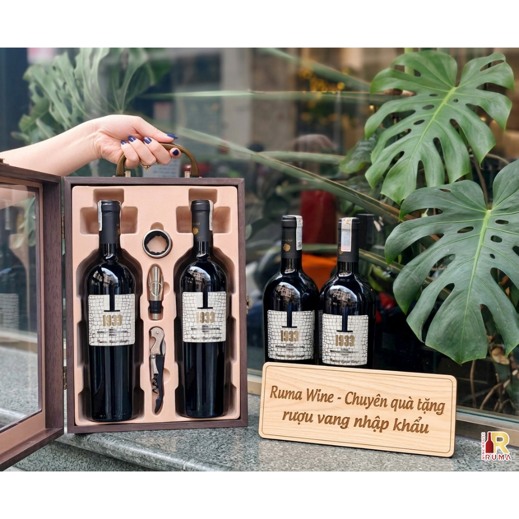 Quà tặng rượu vang Ý 1933 Rosso - HK mica đôi