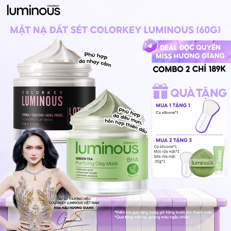 Mặt nạ bùn đất sét phù hợp da nhạy cảm hoặc da dầu COLORKEY LUMINOUS |Hỗ trợ làm sạch sâu,kiềm dầu,s