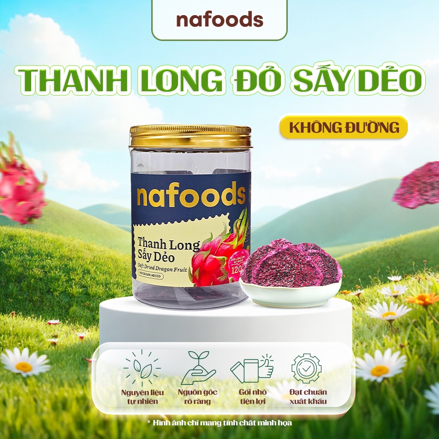 [Mua 1 Tặng 1] Combo 2 Hộp Thanh Long Ruột Đỏ Sấy Dẻo Nafoods 120g, Không Đường (120g/Hộp x 5)